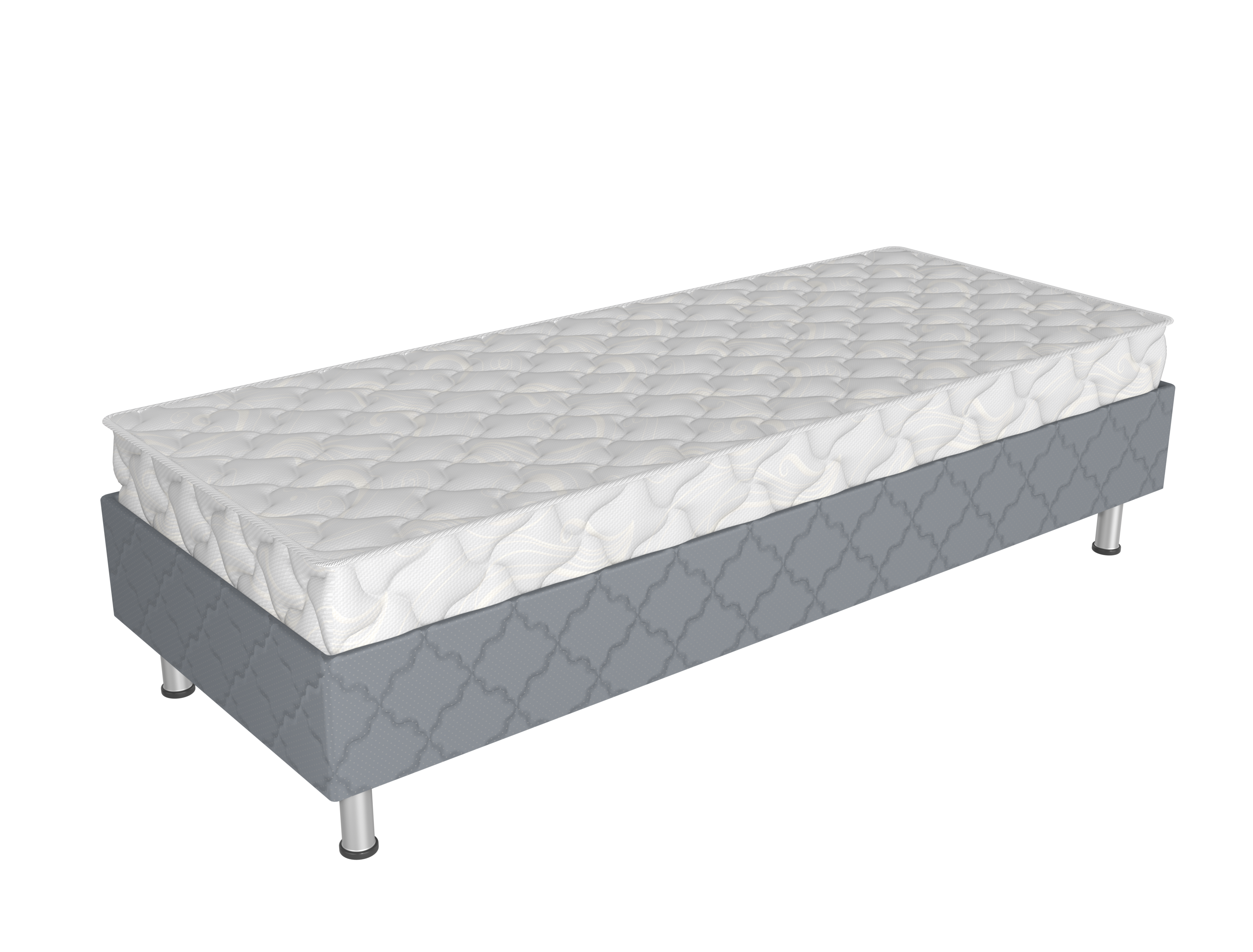 Комплект кровать Spring box СБ-200/90 серый (2000х900х510 мм) с матрасом Турин