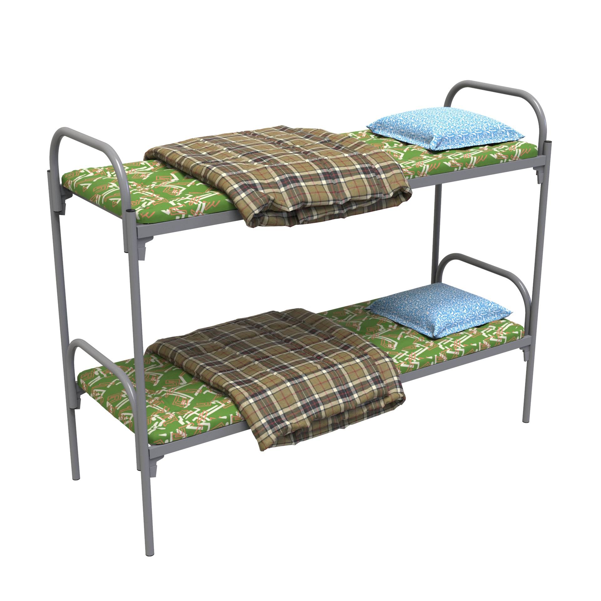 Фото комплект для рабочих кровать с ватным матрасом, подушкой и одеялом - эконом-2